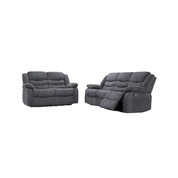 Sorrento Grey Plush Fabric Recliner Sofa - 3+2 Seater Set