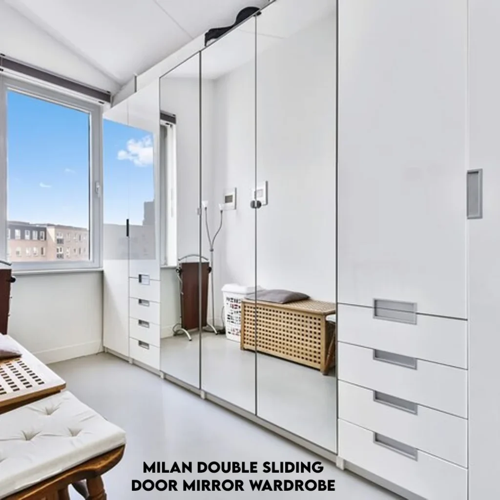 Milan double sliding door mirror wardrobe