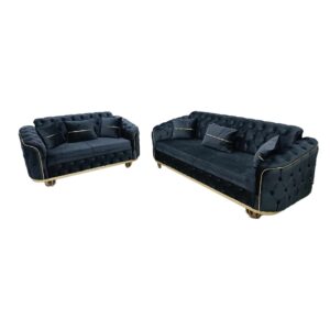 Madrid Fabric 3+2 Seater Black Sofa